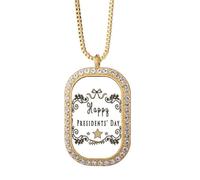 no/no Pendentif Happy Presidents Day Euan Relief Collier Pendentif Cristal Diamant Bijoux Doré