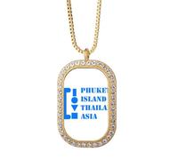 no/no Phuket Island Thaïlande Asie Collier Pendentif Diamant Cristal Doré