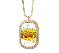 no/no Pow Exclamation Stars Art Déco Fashion Collier Pendentif Diamant Cristal Doré Bijoux