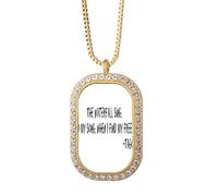no/no Qoutes Collier avec pendentif en forme de chanson en forme de chute d'eau et cristal Doré