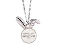no/no Qoutes Collier avec pendentif en forme de lapin avec phrases de guérison, pensées, chance, voix de lapin