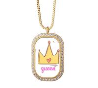 no/no Queen Animation Kawaii Fraîcheur Collier Pendentif Diamant Cristal Doré Bijoux