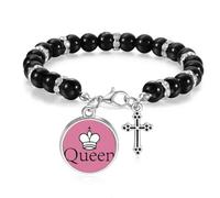 no/no Queen Bracelet de perles avec mots blancs pour homme et femme