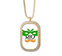 no/no Rio Brazil Carnaval Collier Pendentif Barbe Diamant Cristal Doré