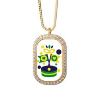 no/no Rio Brazil Carnaval Flag Art Deco Fashion Collier Pendentif Diamant Cristal Doré Bijoux
