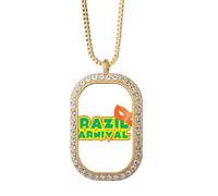 no/no Rio Brazil Collier avec pendentif tête de carnaval Art déco et cristal Doré