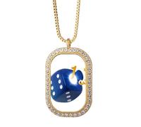 no/no Rules Dice Mahjong Art Déco Fashion Collier Pendentif Diamant Cristal Doré Bijoux