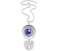 no/no Rules Dice Mahjong Art Déco Fashion Pendentif Ailes d'ange Rotation Collier Bijoux, M