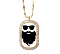 no/no Shadow Collier avec pendentif en forme de barbe et lunettes de soleil Doré