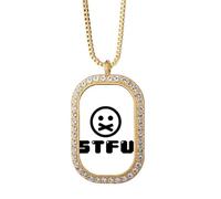 no/no Shat Up Internet Collier avec pendentif en forme d'abréviation en cristal de diamant Doré