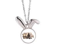 no/no Shrine Temple Mountain Rabbit Collier Pendentif Lapin Animal Bijoux Cadeau