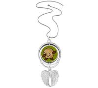 no/no St Wood Collier avec pendentif en forme d'ailes d'ange, M