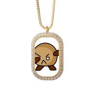 no/no St Wood Collier avec pendentif en forme de corps en colère et cristal Doré