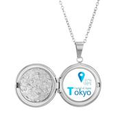 no/no Tokyo Geography Coordinates Trave Collier médaillon pour image, bijoux, cadeau d'anniversaire