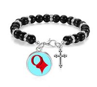no/no Wealth Queen Q Bracelet de perles de poker bohème pour homme et femme