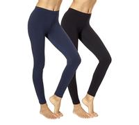 No Nonsense Legging en Coton, Noir/crépuscule-Lot de 2 Paires, Femme
