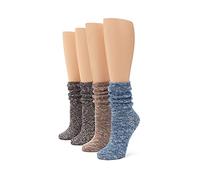 No Nonsense Marl Slub Slub Lot de 4 paires de chaussettes de bateau souples pour femme, noir/marron/bleu, 4-10