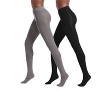 No Nonsense Super-Opaque Control-Top Tights Collants, 90 deniers, Noir/Acier, M (Lot de 2) Femme