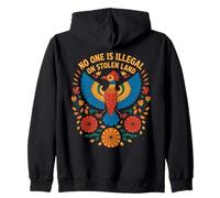 No One is Illegal on Stolen Land Oiseau Folk Droits Sweat à Capuche