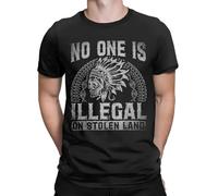 No One is Illegal on Stolen Land T Shirt Immigration Merchandise Funny Round Collar Tees Birthday Gift