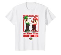 No One Messes with The Mario Bros. Portrait T-Shirt, Enfant, Blanc, 12 Ans