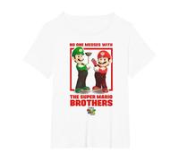 No One Messes with The Mario Bros. Portrait T-Shirt, Femme Grandes Tailles, Blanc, 5X