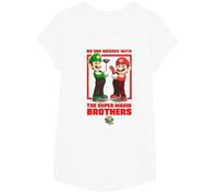 No One Messes with The Mario Bros. Portrait T-Shirt, Fille, Blanc, S