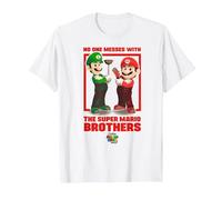 No One Messes with The Mario Bros. Portrait T-Shirt, Homme, Blanc, XL