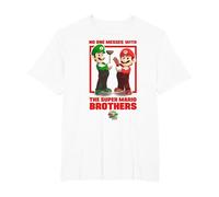 No One Messes with The Mario Bros. Portrait T-Shirt, Homme Grandes Tailles, Blanc, 2X Tall