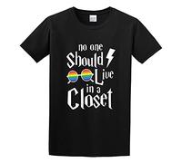 No One Should Live in A Closet Graphic Top Unisex 100% Cotton Short-Sleeve T-Shirts Black M