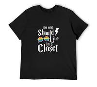 No One Should Live in A Closet Mens T-Shirt Black Graphic Unisex Tee Shirt XL