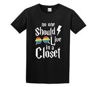 No One Should Live in A Closet Mens T-Shirt Black Graphic Unisex Tee Shirt XXL