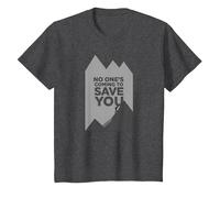 No Ones Coming to Save You Motivational Mountain Climbber T-Shirt, Enfant, Chiné Foncé, 8 Ans