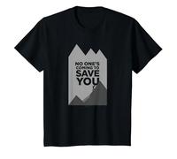 No Ones Coming to Save You Motivational Mountain Climbber T-Shirt, Enfant, Noir, 2 Ans