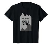 No Ones Coming to Save You Motivational Mountain Climbber T-Shirt, Enfant, Noir, 4 Ans