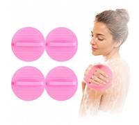 No-Pain Exfoliating Bath Scrubber Glove, Rubber Shower Scrubber，4Pink