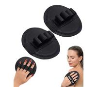 No-Pain Exfoliating Bath Scrubber Pads Rubber Body Scrub Shower Glove | Textured Dead Skin Remover Reusable Exfoliator Mitt Professional Five-Finger Wash Sponge for Women(2pcs)