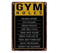No Pain No Gain Rules Metal Tin Sign 12x8 Inch