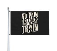 No Pain No Gain Shut Up And Train Gym Drapeaux 3x5 Ft Extérieur Double Face Drapeau Polyester Drapeaux Légers Drôle Maison Cour Décoration 3by5 Drapeaux