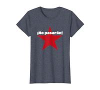 No Pasaran - Vous ne passerez Pas l'anarchie. T-Shirt, Femme, Bleu Chiné, S