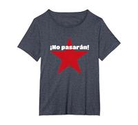 No Pasaran - Vous ne passerez Pas l'anarchie. T-Shirt, Femme Grandes Tailles, Bleu Chiné, 2X