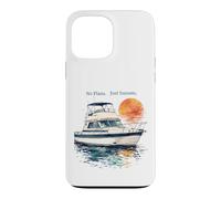 No Plans Just Sunsets Aquarelle Cabine Cruiser Bateau Cadeau Coque pour iPhone 13 Pro Max