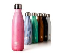 No + Plastic Waste Bouteilles d'eau de sport en acier inoxydable | Gourde isotherme triple couche 12 heures de boisson chaude et 24 heures de boisson froide, sans BPA, 500 ml (rose Masazir)