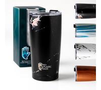 No + Plastic Waste Gobelet isotherme double paroi 600 ml avec couvercle double fonction - Tasse isotherme à café à emporter en acier inoxydable sans BPA, anti-goutte, boissons froides et chaudes. Noir