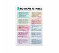 No Prep PE Activities Poster for Physical Education Class | Fifty two ready to play games requiring minimal setup equipment for teachers(Unframed,16x24inch(40x60cm))