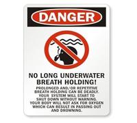 No Prolonged Underwater Submersion Warning Sign Drowning and Blackout Hazard Aluminum Sign for Pools 8 X 12 in