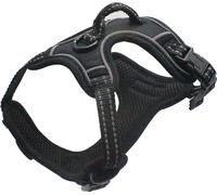 No-Pull harnais pour chien respirant harnais pour chien chiot harnais à bandes réfléchissantes guidage sûr réglable souple [Noir S]