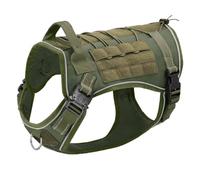 No Pull Military Tactical Nylon Dog Darness Outdoor Reflective Working Dog Training Harness for French Bulldog Allemand Shepherd Labrador,Vert De L'armée,L