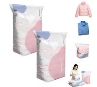 No-Pump 3D Vacuum Storage Bags - Extra Large Space Saver Bags for Duvets & Bedding - 2-Pack Reusable Press & Seal Compression Pack for Clothes, Wardrobe & Travel (L*2)