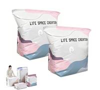 No-Pump Vacuum Storage Bags - Press & Seal, No Pump Needed, Reusable Space Saving Compression Bags, Moisture & Dust Proof Vacuum Storage Bag For Clothes, Perfect For Bulky Bedding (L*2Pcs)